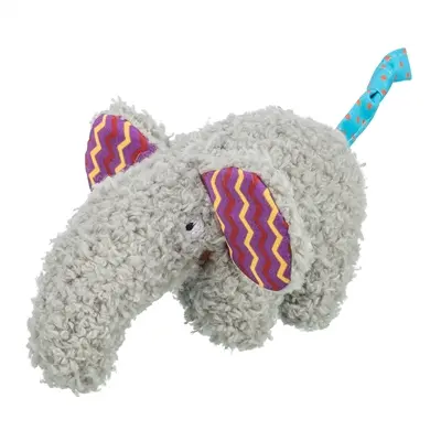 Trixie kattenspeeltje olifant pluche met kattenkruid grijs 15 cm - Afbeelding 4