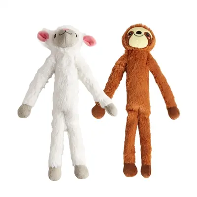 Fofos hondenspeelgoed luiaard en schaap 29 x 8 x 4 cm – set van 2, pluche