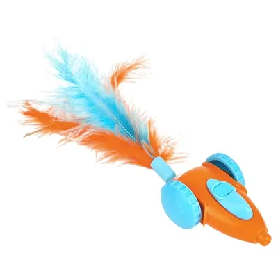 Fofos interactieve race wagen met veren 19 x 5 x 3 cm – kattenspeeltje - Afbeelding 4