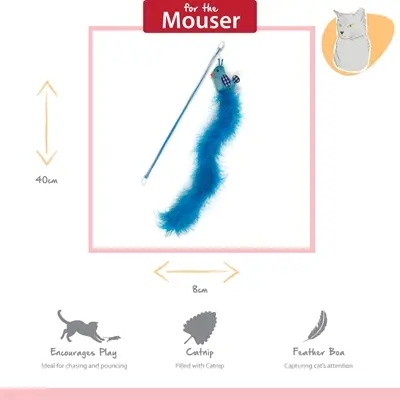 Happy Pet Tabby Patch kattenhengel vogel blauw 40 x 7,5 cm - Afbeelding 6