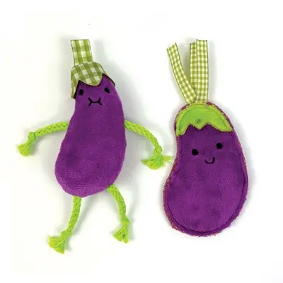 Happy Pet kattenspeeltjes aubergine met catnip 12 en 15 cm – set van 2