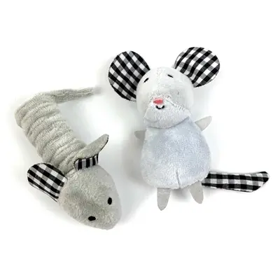 Happy Pet Tabby Patch kattenspeeltjes muizen 11 en 9 cm – set van 2
