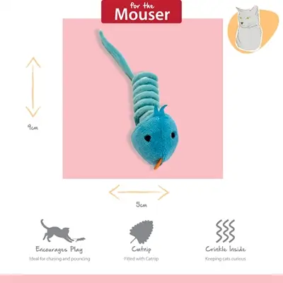 Happy Pet Tabby Patch kattenspeelgoed vogel blauw 11 en 9 cm – set van 2 - Afbeelding 8