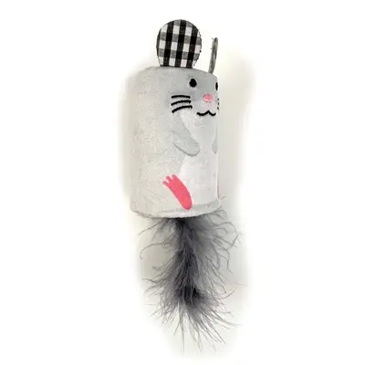 Happy Pet Tabby Patch muis met ratel en roller grijs 18 x 7 x 7 cm - Afbeelding 4