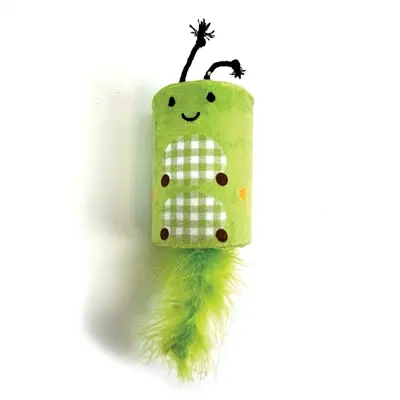 Happy Pet Tabby Patch rups met ratel en roller groen 18 x 7 x 7 cm - Afbeelding 4