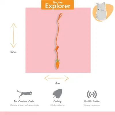 Happy Pet Tabby Patch bungee kattenspeeltje wortel 80 x 6 x 2 cm - Afbeelding 6