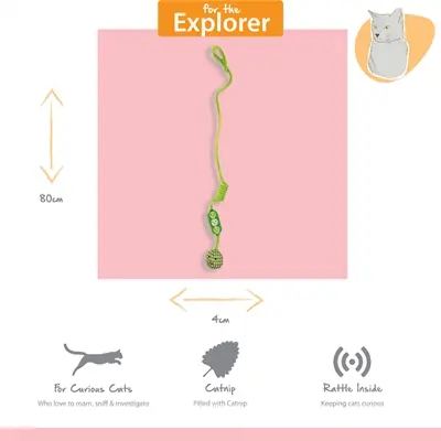 Happy Pet Tabby Patch bungee kattenspeeltje erwten 80 cm - Afbeelding 4