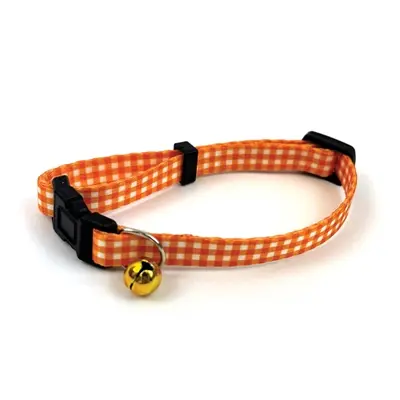 Happy Pet Tabby Patch kattenhalsband ruit oranje 18-30 cm – met bel