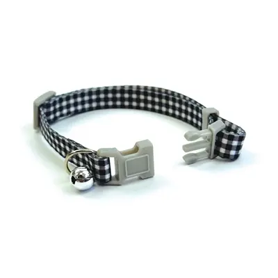 Happy Pet Tabby Patch kattenhalsband ruit zwart 18-30 cm – met bel - Afbeelding 4