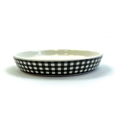 Happy Pet keramische voerbak voor katten ruit zwart/wit 15 x 15 cm