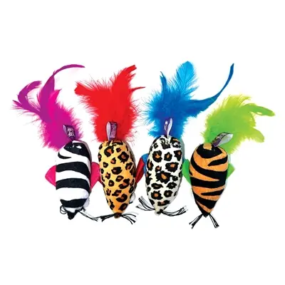 Happy Pet Tabby Patch Safari muis met veren 8 x 4,5 x 3,5 cm - Afbeelding 3