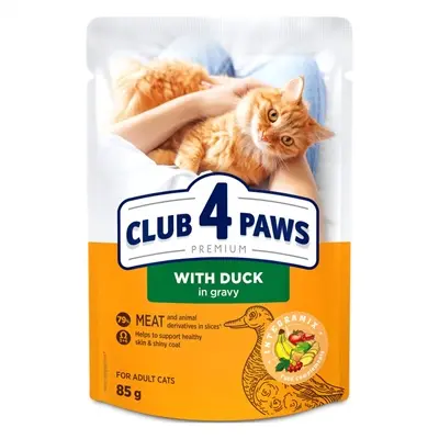 Club 4 Paws kattenvoer Premium Adult eend in jus 24 x 85 g – pouch - Afbeelding 4