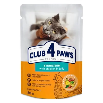 Club 4 Paws kattenvoer Premium Sterilised kip in gelei 24 x 80 g - Afbeelding 4