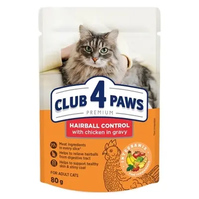 Club 4 Paws kattenvoer Premium Adult Hairball Control 24 x 80 g – gelei - Afbeelding 4