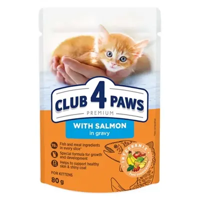 Club 4 Paws Kitten natvoer zalm in jus 24 x 80 g – pouch - Afbeelding 4