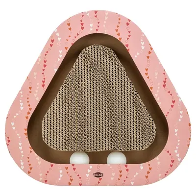 Trixie krabplank Hartjes met ballen zalm driehoekig 36 x 36 x 5 cm