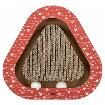 Trixie krabplank Hartjes met ballen rood driehoekig 36 x 36 x 5 cm