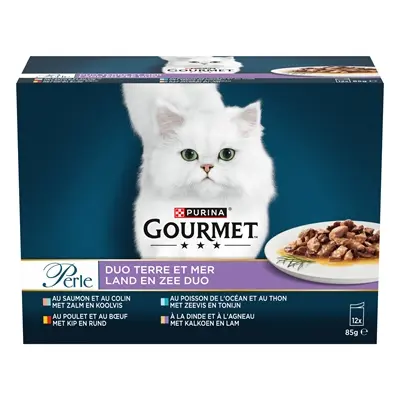 Gourmet Perle Duo vlees en vis mini filets in saus 12 x 85 g