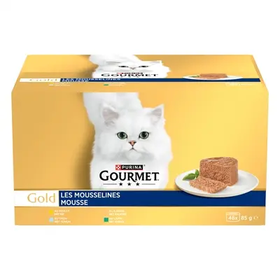 Gourmet Gold kattenvoer Mousse 48 x 85 g – kip, tonijn, kalkoen, konijn