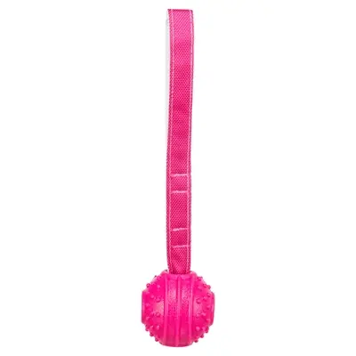 Trixie werpbal Soft & Strong TPR roze 27 cm – met lus en noppen