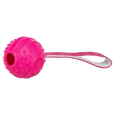 Trixie werpbal Soft & Strong TPR roze 29 cm – met lus en noppen