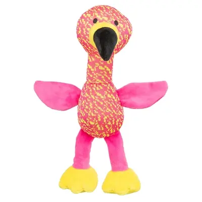 Trixie hondenspeeltje flamingo roze/geel 32 x 12 x 11 cm – stof