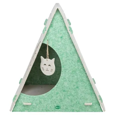 Trixie Lucy speelbox kattenmand driehoek vilt zand/groen 46 x 38 x 50 cm