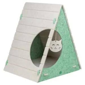 Trixie Lucy speelbox kattenmand driehoek vilt zand/groen 46 x 38 x 50 cm - Afbeelding 4