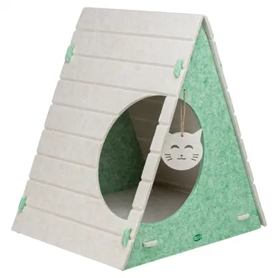 Trixie Lucy speelbox kattenmand driehoek vilt zand/groen 46 x 38 x 50 cm