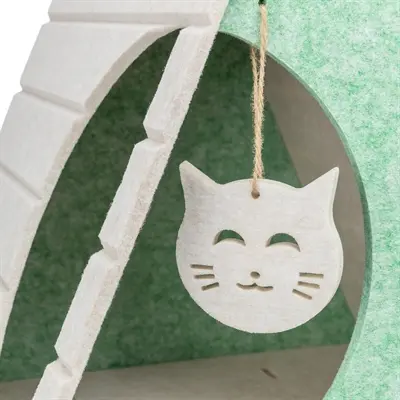 Trixie Lucy speelbox kattenmand driehoek vilt zand/groen 46 x 38 x 50 cm