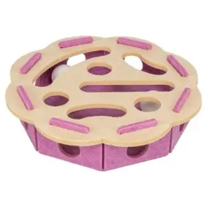 Trixie kattenspeeltje Hole'n'Roll bloem vilt roze/beige 30 x 30 x 7,5 cm - Afbeelding 1