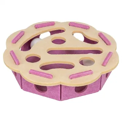 Trixie kattenspeeltje Hole'n'Roll bloem vilt roze/beige 30 x 30 x 7,5 cm