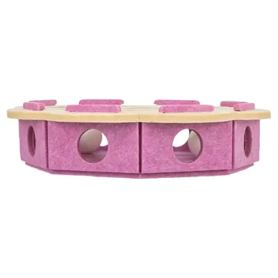 Trixie kattenspeeltje Hole'n'Roll bloem vilt roze/beige 30 x 30 x 7,5 cm