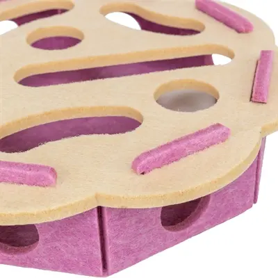 Trixie kattenspeeltje Hole'n'Roll bloem vilt roze/beige 30 x 30 x 7,5 cm