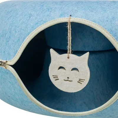 Trixie speeldonut vilt blauw 60 x 60 cm – speel- en rustplek voor katten