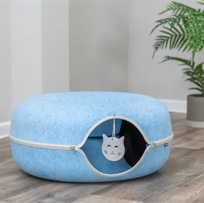 Trixie speeldonut vilt blauw 60 x 60 cm – speel- en rustplek voor katten