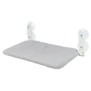 Trixie kattenhangmat voor aan het raam pluche/mesh wit/grijs 58 x 34 cm - Afbeelding 4
