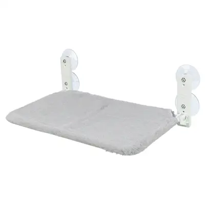 Trixie kattenhangmat voor aan het raam pluche/mesh wit/grijs 58 x 34 cm