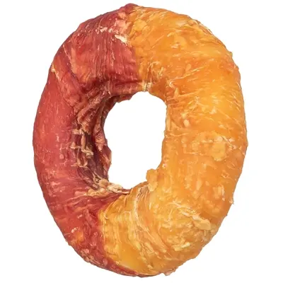 Trixie Denta Fun Ring 9 cm – runderhuid met kip en eend, 50 stuks