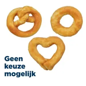 Trixie Mini Mix collageen 6 cm – pretzel, hart en ring, 90 stuks - Afbeelding 1