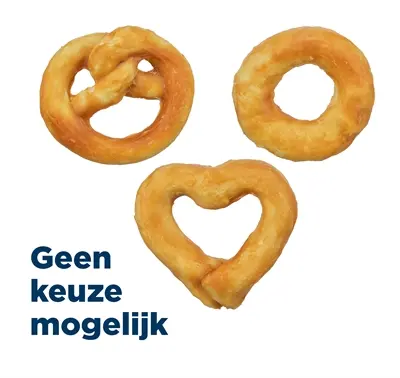 Trixie Mini Mix collageen 6 cm – pretzel, hart en ring, 90 stuks
