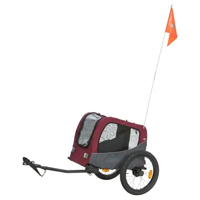 Trixie hondenfietskar grijs/rood 61/125 x 56 x 64 cm – met gaasvensters