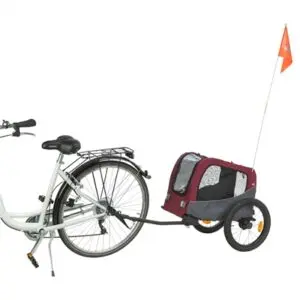 Trixie hondenfietskar grijs/rood 61/125 x 56 x 64 cm – met gaasvensters - Afbeelding 4