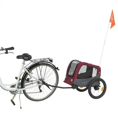 Trixie hondenfietskar grijs/rood 61/125 x 56 x 64 cm – met gaasvensters