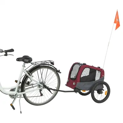Trixie hondenfietskar grijs/rood 61/125 x 56 x 64 cm – met gaasvensters
