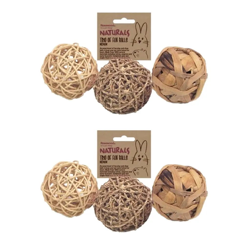 Rosewood Trio Of Fun Balls knaagdierspeelgoed 8 cm – multipack 2 sets
