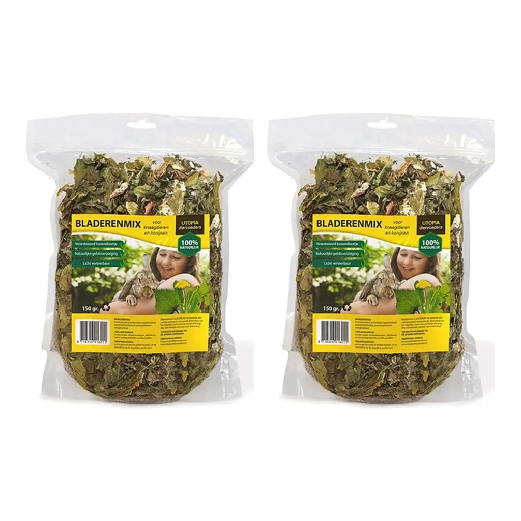 Utopia bladerenmix ruwvoer 150 g – voor knaagdieren – multipack 2 stuks