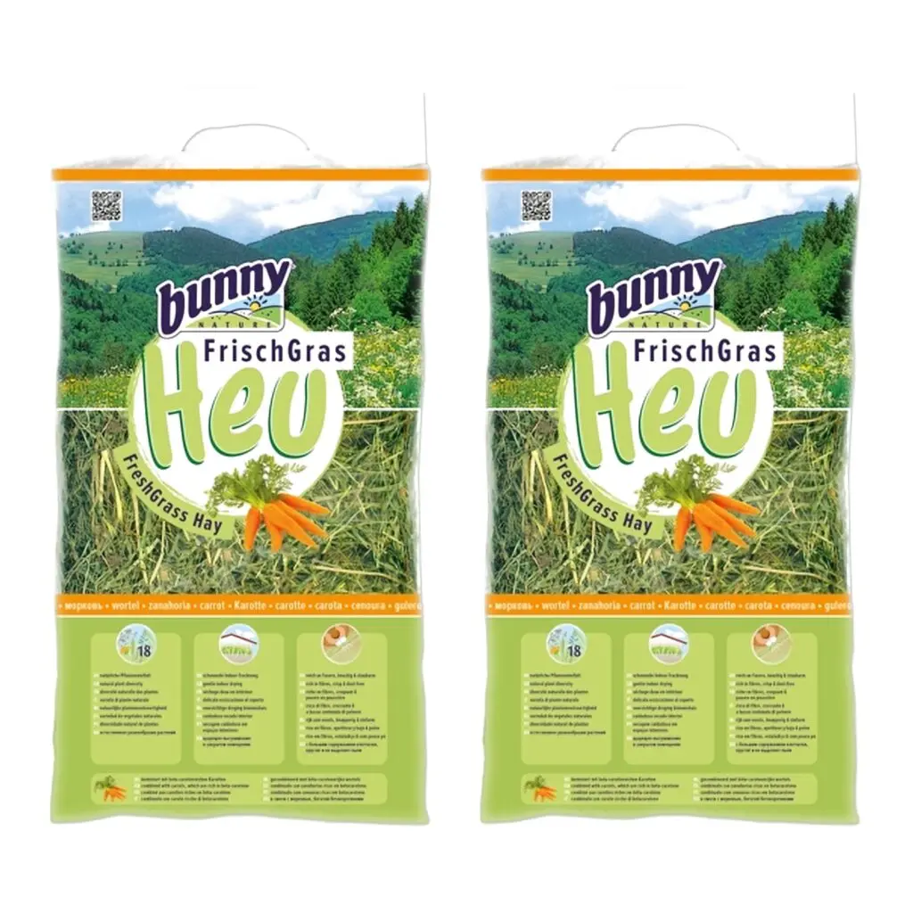 Bunny Nature FrischGras hooi met wortel 500 g – multipack 2 stuks