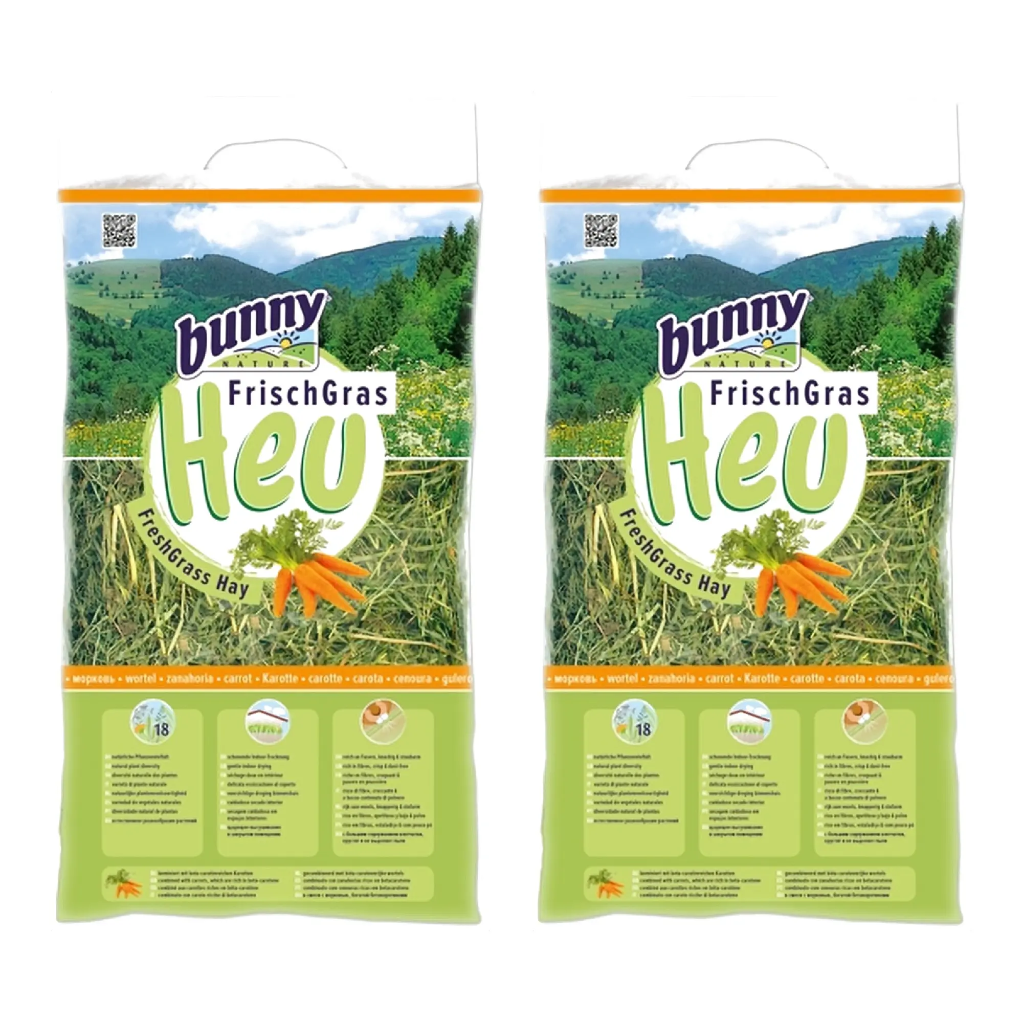 Bunny Nature FrischGras hooi met wortel 500 g – multipack 2 stuks - Afbeelding 1