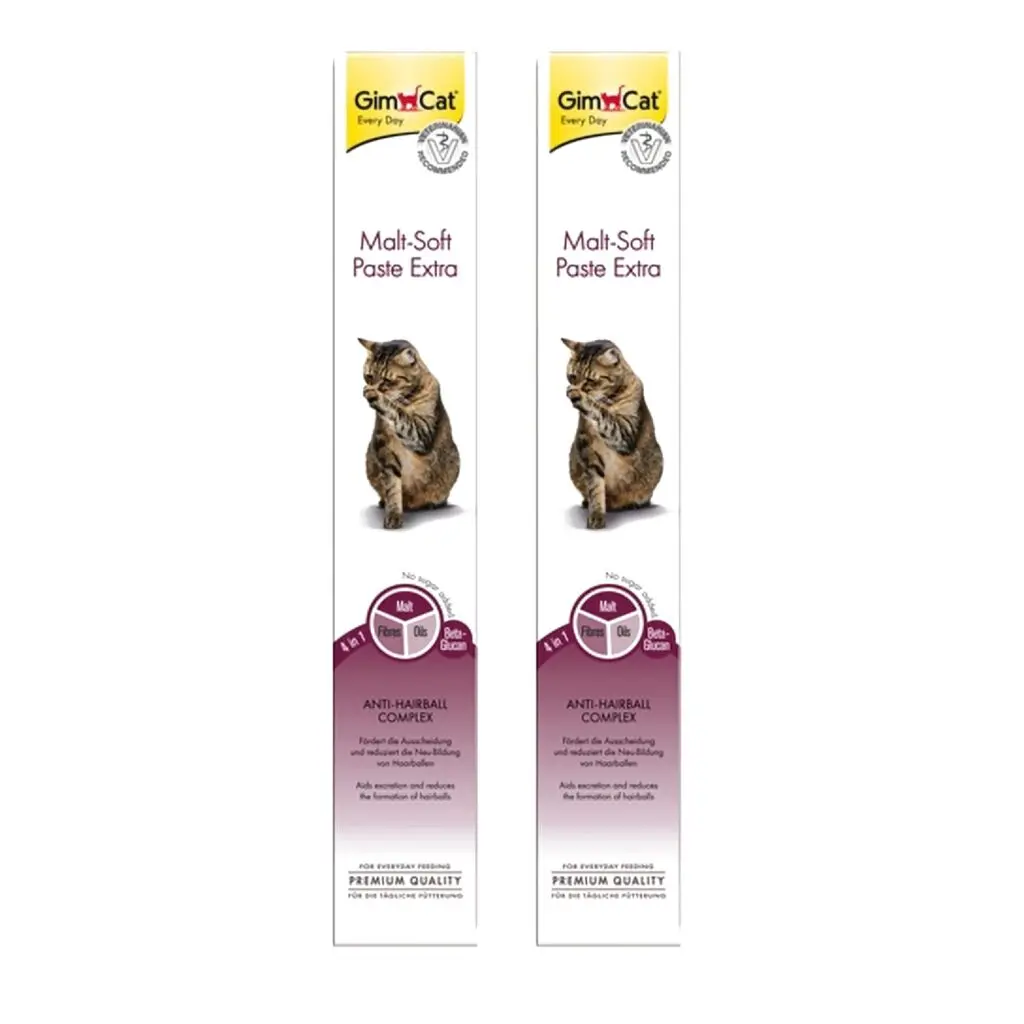 GimCat Malt-Soft Paste Extra haarbalpasta kat 100 g – multipack 2 stuks
